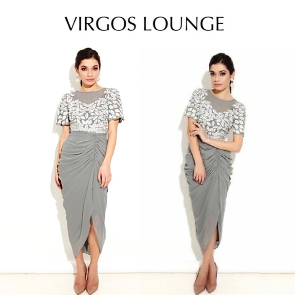 *Virgos Lounge Grey Vilma Embellished Midi Dress*